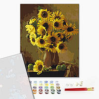 Набір для живопису за номерами "помаранчеві Соняшники", сонячний натюрморт, Преміум, 40x50 см, складність 3