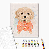 Картина за номерами "Собачка дружок", на полотні з акриловими фарбами і кистями, для початківців, 48x60 см, рівень складності 2