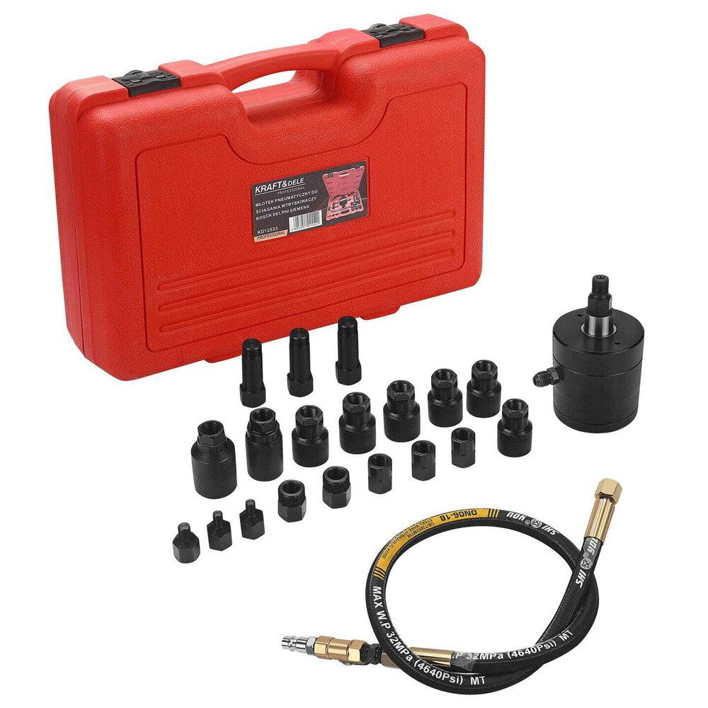 Знімач пневматичний форсунок BOSCH SIMENS DELPHI DENSO 21 од. з перехідниками М8-M31 Kraft Dele KD12533, фото 1