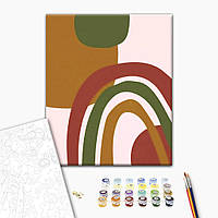 Картина за номерами "Триптих лінії стилю 2", сучасна абстракція в теплих тонах, для початківців, 48x60 см