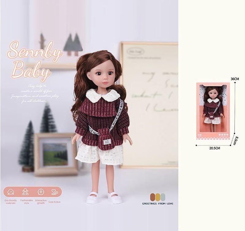 Лялька MN 331 (48) висота: 34 см, імітація скляних очей, взуття, в коробці