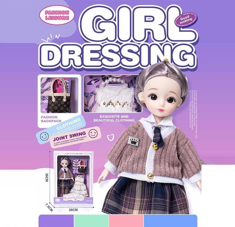 Лялька Q-A 18 (72/2) висота - 30 см, тіло — пластик, голова — гума, шарнірні з’єднання суглобів, знімне взуття, змінний одяг,