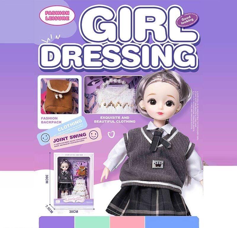 Лялька Q-A 22 (72/2) висота - 30 см, тіло — пластик, голова — гума, шарнірні з’єднання суглобів, знімне взуття, змінний одяг,