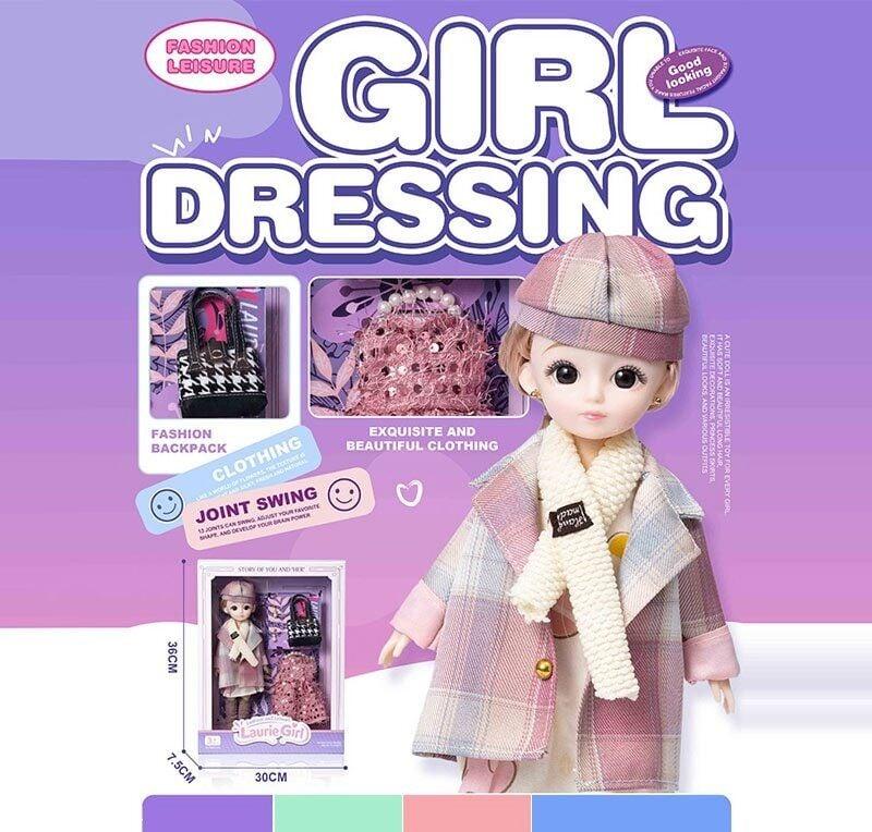 Лялька Q-A 32 (72/2) висота - 30 см, тіло — пластик, голова — гума, шарнірні з’єднання суглобів, знімне взуття, змінний одяг,