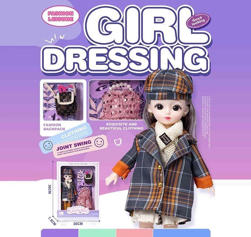 Лялька Q-A 37 (72/2) висота - 30 см, тіло — пластик, голова — гума, шарнірні з’єднання суглобів, знімне взуття, змінний одяг,