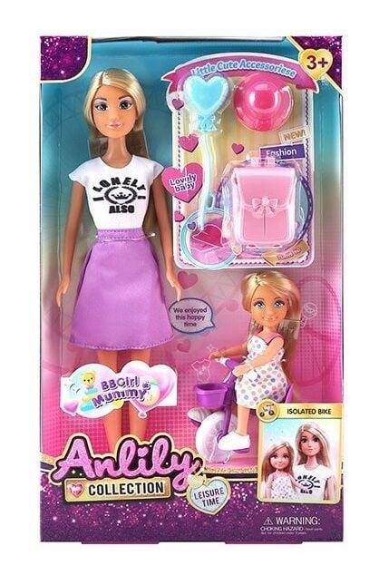 Набір ляльок 616019 (36) 2 ляльки, рухомі кінцівки, шарнірні суглоби, аксесуари, велосипед, знімний одяг, в коробці