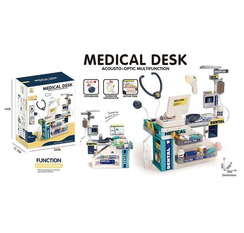 Набір лікаря 930 (18) на батарейках, звук, підсвічування, стетоскоп, термометр, монітор, інструменти, аксесуари, в коробці