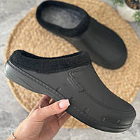 Калоші без задника жіночі теплі ева сабо утепленні з войлоком чорні з піни