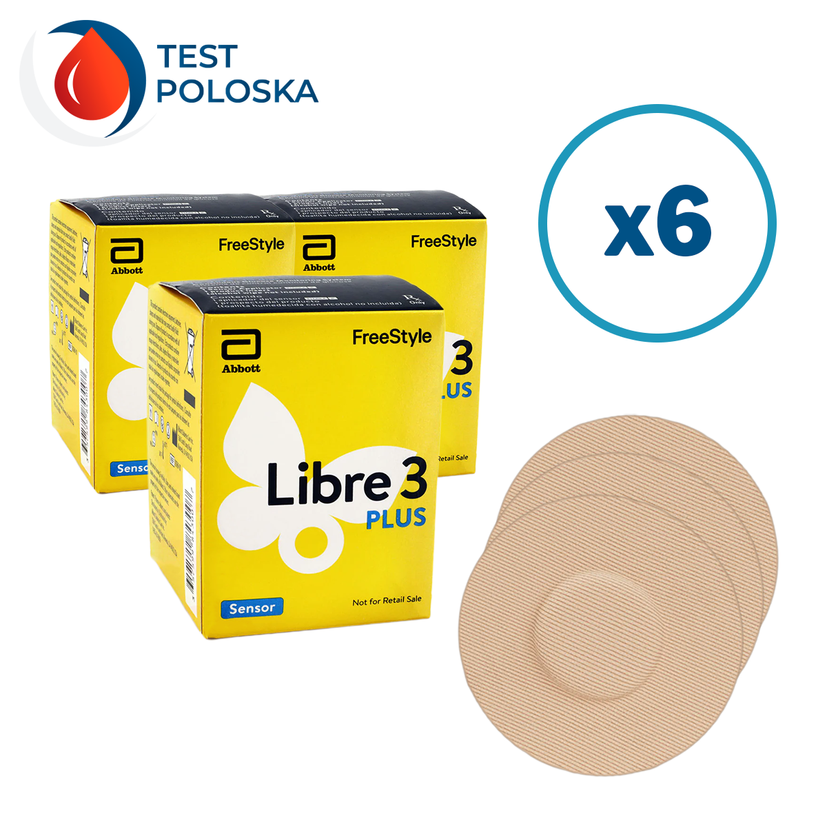 Сенсор FreeStyle Libre 3 Plus (Фристайл Лібре 3 Плюс) 6 уп. і 6 тейпів у комплекті