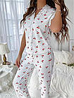 Жіночі піжами №С0004 Білий з вишенками, фото 3