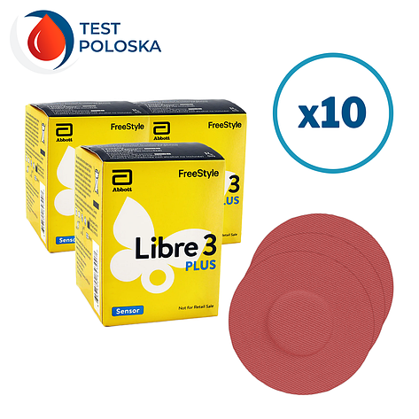 Сенсор FreeStyle Libre 3 Plus (Фристайл Либре 3 Плюс) 10 уп. и 10 цветных тейпов в комплекте, фото 1