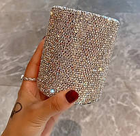 Стильний та розкішний органайзер  для пензлів, канцелярії декорований блискучими стразами