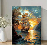 **Картина на полотні 30×40 "Вітрильник на заході сонця", фото 2