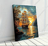 **Картина на полотні 30×40 "Вітрильник на заході сонця", фото 3