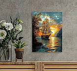 **Картина на полотні 30×40 "Вітрильник на заході сонця", фото 4