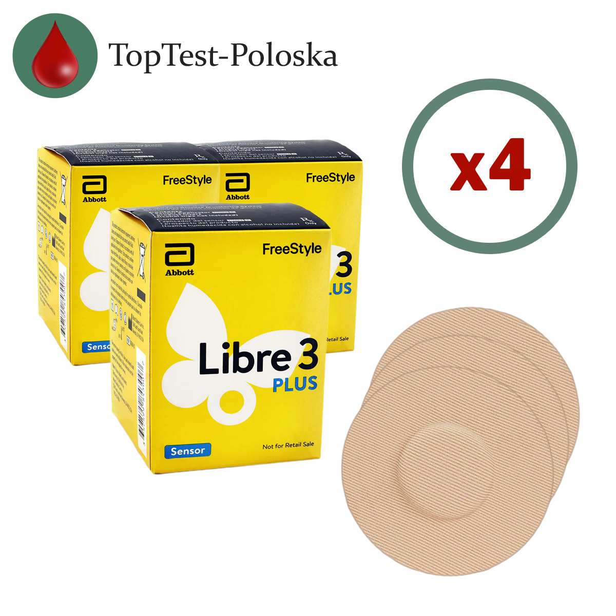 Сенсор FreeStyle Libre 3 Plus (Фристайл Либре 3 Плюс) 4 уп. и 4 тейпа в комплекте, фото 1