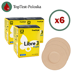 Сенсор FreeStyle Libre 3 Plus (Фристайл Либре 3 Плюс) 6 уп. и 6 тейпов в комплекте