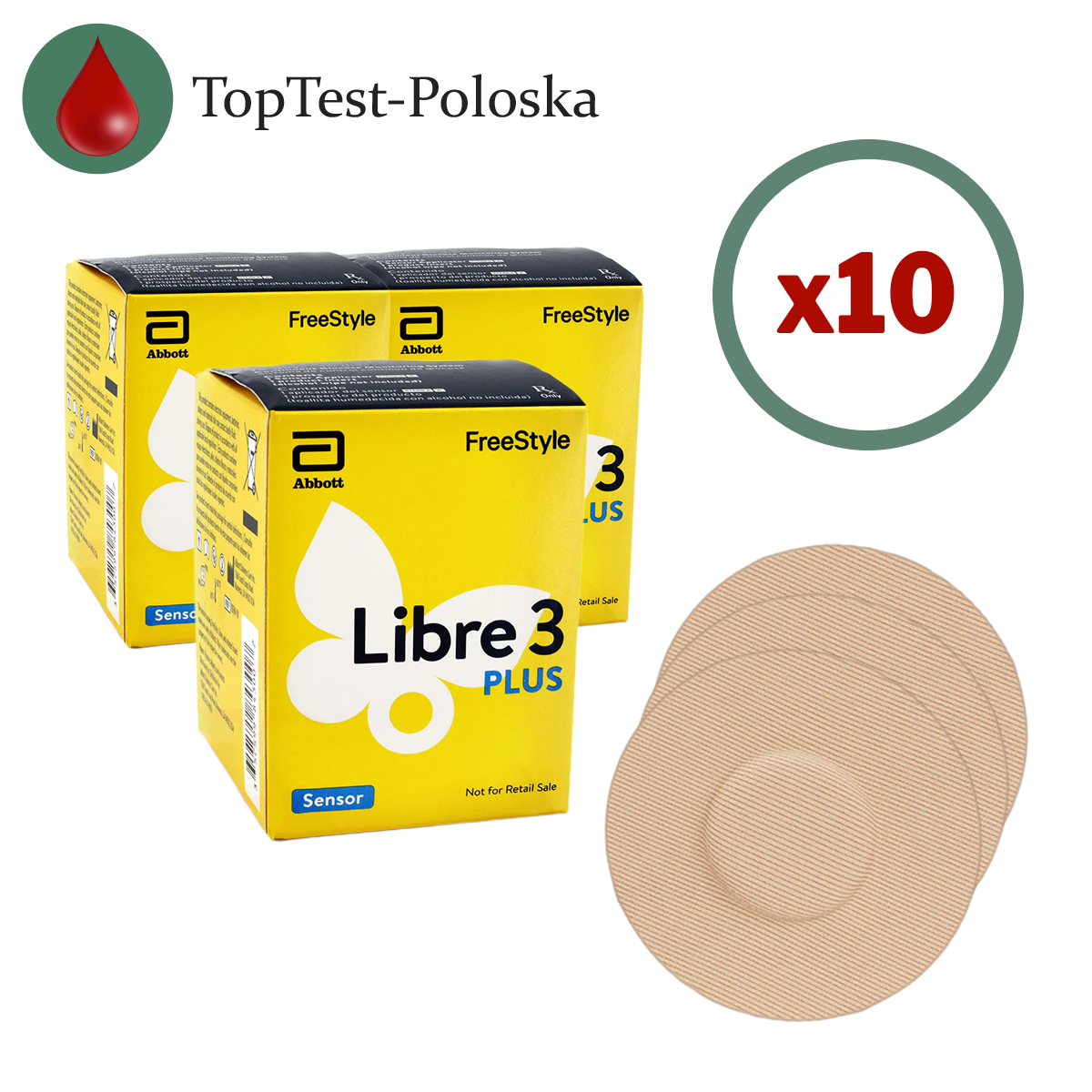 Сенсор FreeStyle Libre 3 Plus (Фристайл Либре 3 Плюс) 10 уп. и 10 тейпов в комплекте, фото 1