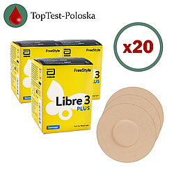 Сенсор FreeStyle Libre 3 Plus (Фристайл Либре 3 Плюс) 20 уп. и 20 тейпов в комплекте