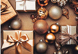 Пакет для подарунка великий горизонтальний "Ялинкові прикраси" 36х22 см