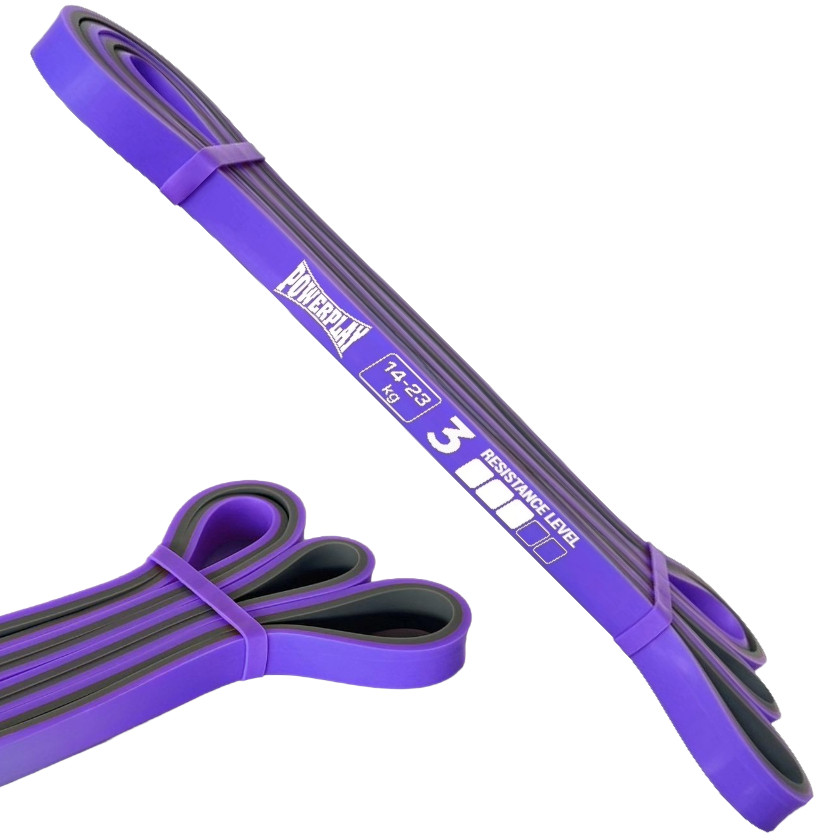 Еспандер-петля (гумка для фітнесу і кроссфіту) PowerPlay 4116 Double Colors Фіолетово/Сіра (14-23 кг), фото 1