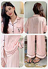 Жіночі шовкові піжами №V001 Пудра, фото 6