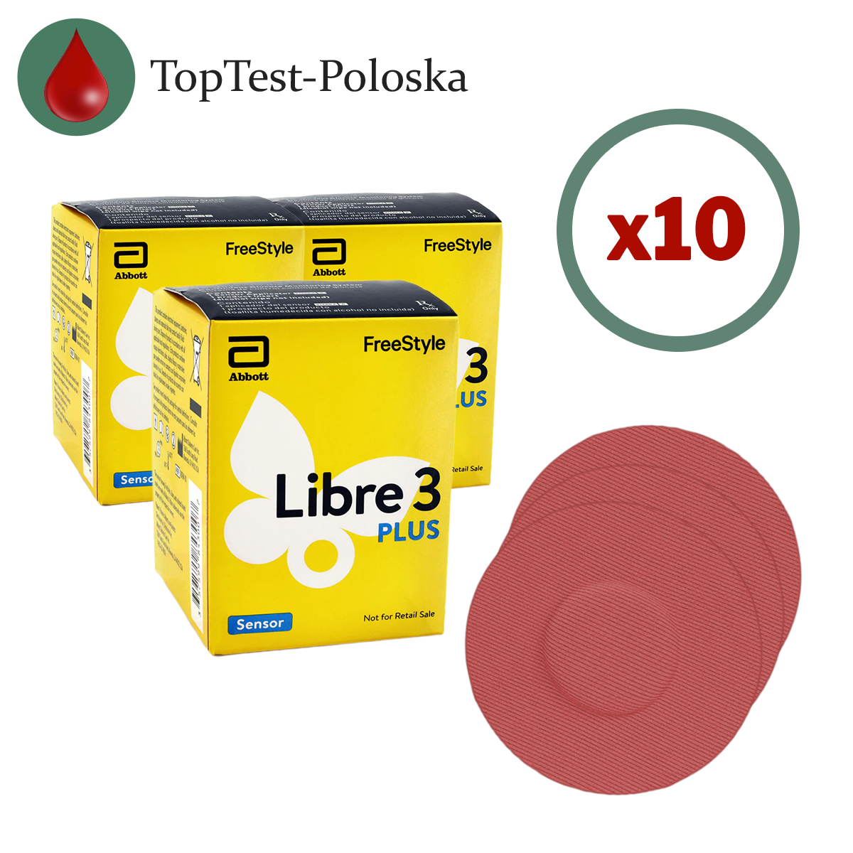 Сенсор FreeStyle Libre 3 Plus (Фристайл Либре 3 Плюс) 10 уп. и 10 цветных тейпов в комплекте, фото 1