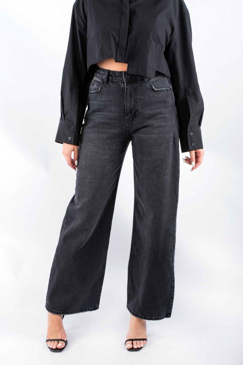 Джинси прямі з потертостями чорні 2498 (2000000153827), фото 1