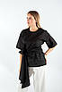 Блуза напівпрозора з поясом чорна 10007 (2000000153988), фото 4