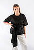 Блуза напівпрозора з поясом чорна 10007 (2000000153988), фото 6