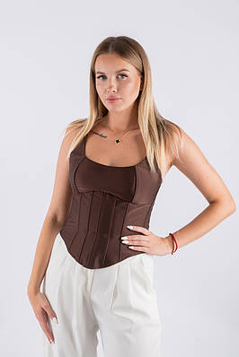 Корсет бюстьє на бретелях коричневий 13003 (2000000154107)