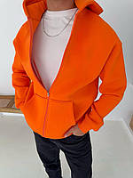 Чоловіче худі на блискавці з капюшоном, яскраво-помаранчеве