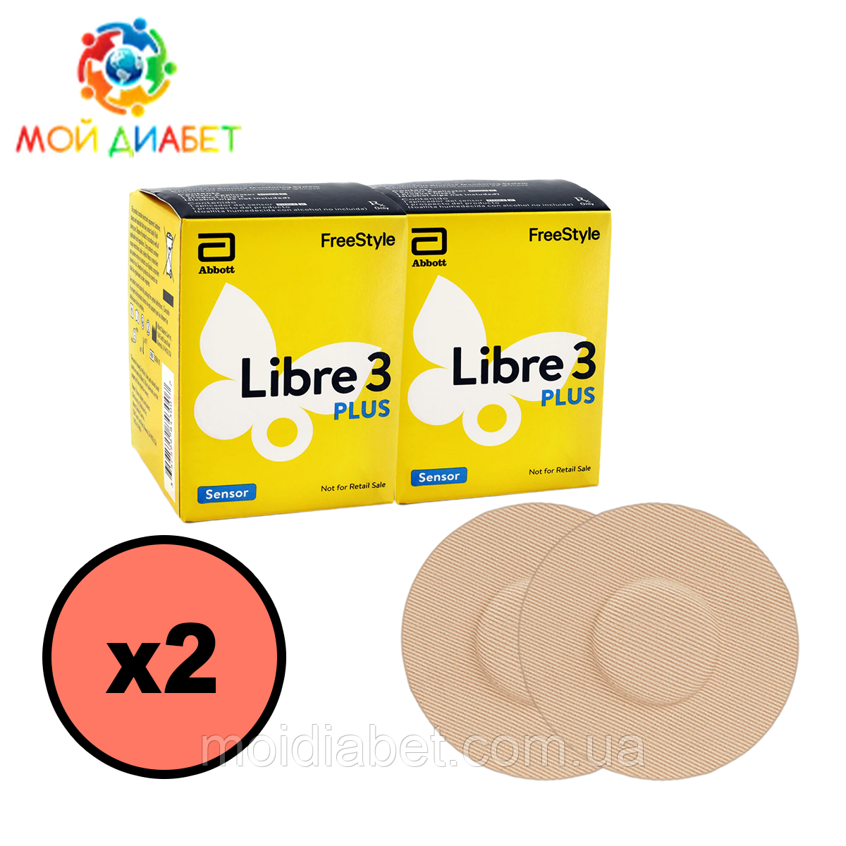 Сенсор FreeStyle Libre 3 Plus (Фристайл Лібре 3 Плюс) 2 уп. і 2 тейпи в комплекті, фото 1