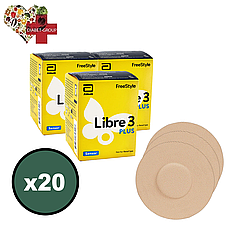 Сенсор FreeStyle Libre 3 Plus (Фристайл Лібре 3 Плюс) 20 уп. і 20 тейпів у комплекті