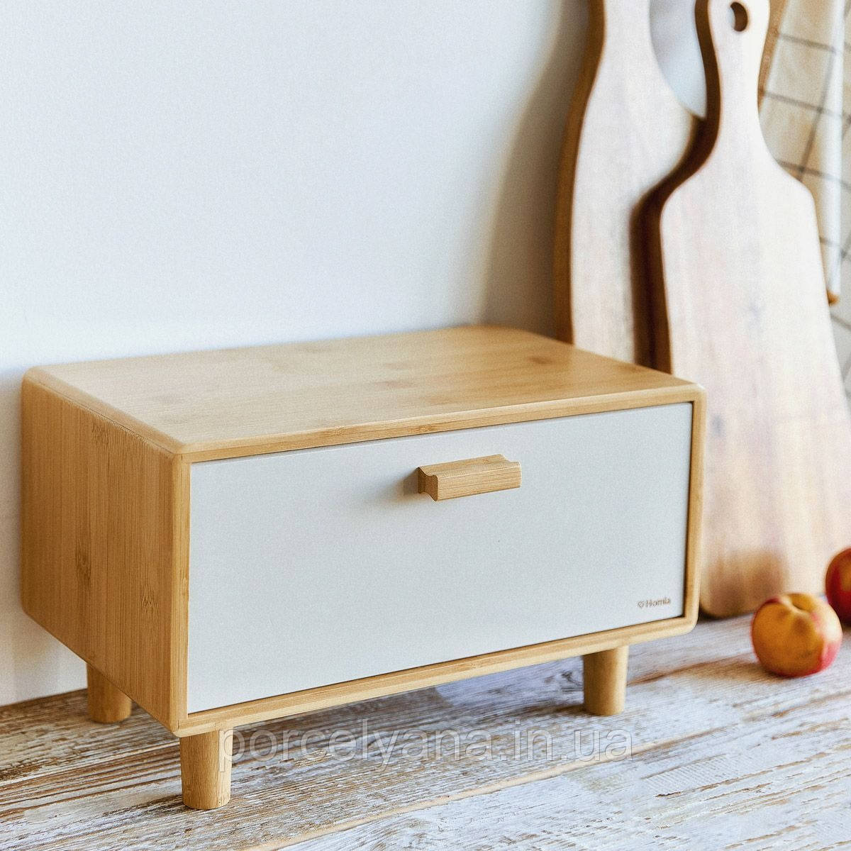 Бамбукова хлібниця кремового кольору 35x23 см HOMLA, фото 1