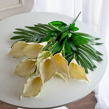 Букет штучних латексних калл кремовий | В-50 см |-12 гілок| виробник-Польща