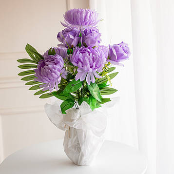 Букет композиція з штучних хризантем і троянд | В-60 см |9 гілок| виробник-Польща