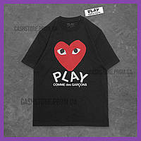 Футболка Comme Des Garcons черная мужская и женская, футболка CDG с биркой