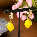 Набір прикрас з перлинами та лимонами: намисто з перлинами і лимоном, підвіска лимон на ланцюжку, сережки з лимонами, фото 3