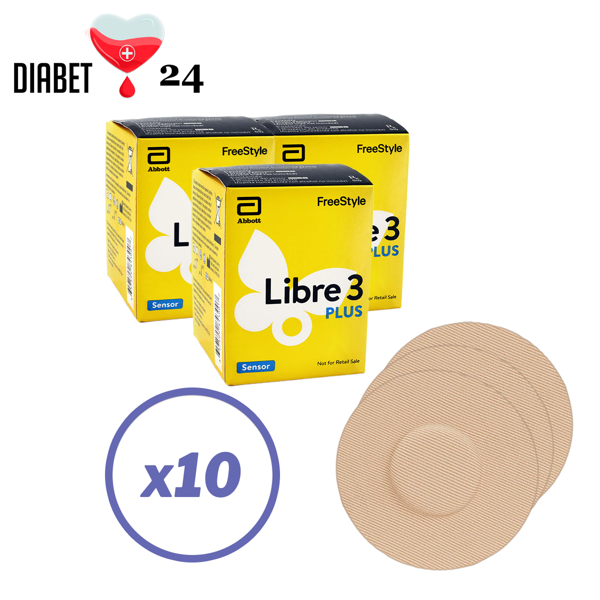 Сенсор FreeStyle Libre 3 Plus (Фристайл Лібре 3 Плюс) 10 уп. і 10 тейпів у комплекті, фото 1