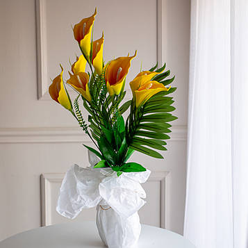 Букет штучних латексних калл жовтий | В-50 см |-12 гілок| виробник-Польща