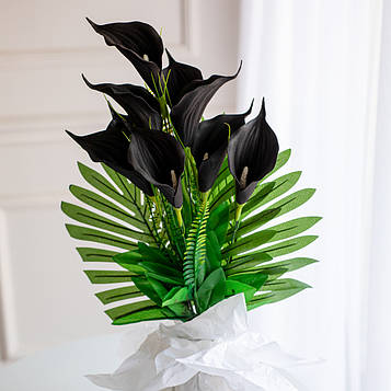 Букет штучних латексних калл чорний | В-50 см |-12 гілок| виробник-Польща