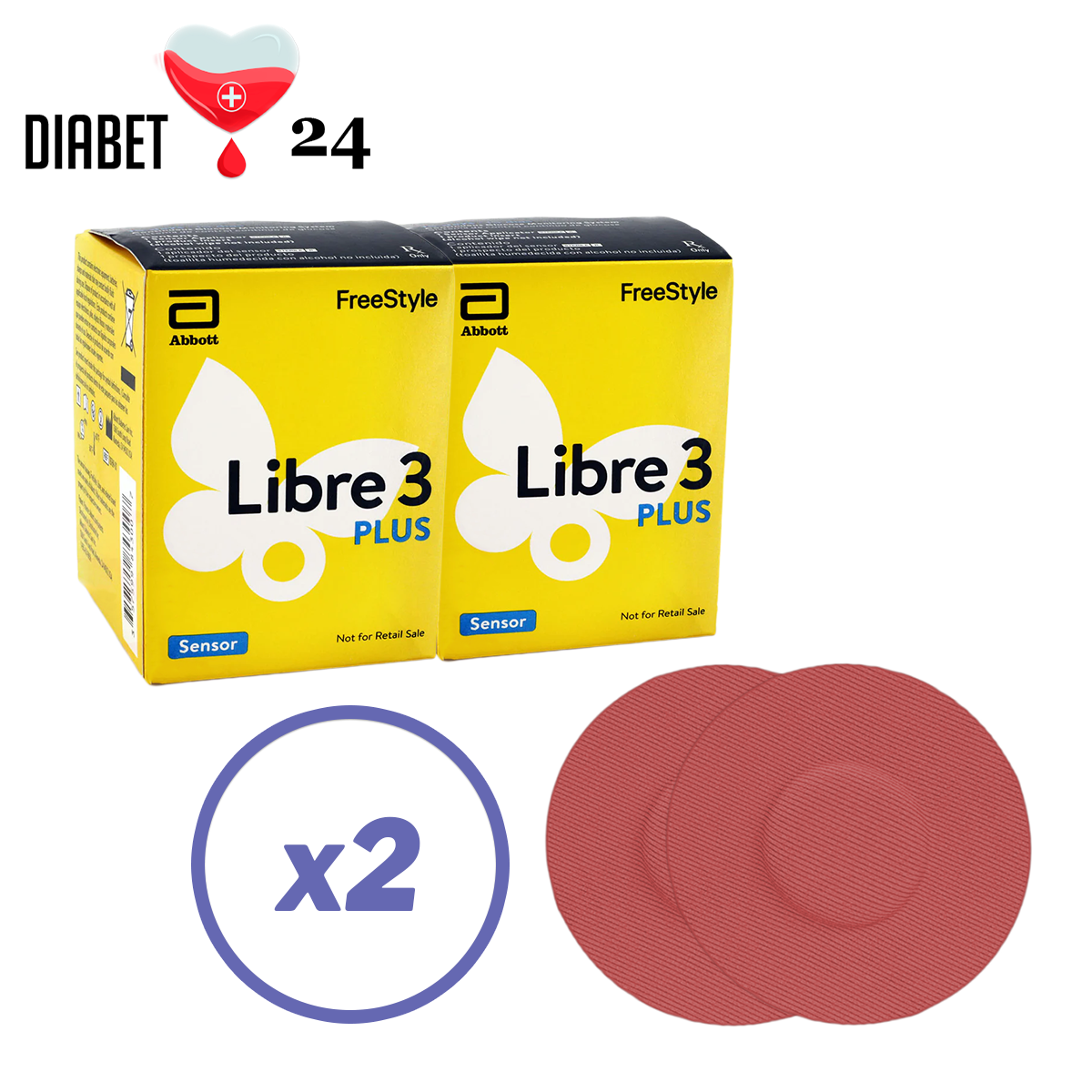 Сенсор FreeStyle Libre 3 Plus (Фристайл Лібре 3 Плюс) 2 уп. і 2 кольорових тейпи в комплекті, фото 1