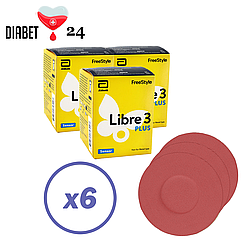 Сенсор FreeStyle Libre 3 Plus (Фристайл Лібре 3 Плюс) 6 уп. і 6 кольорових тейпів у комплекті