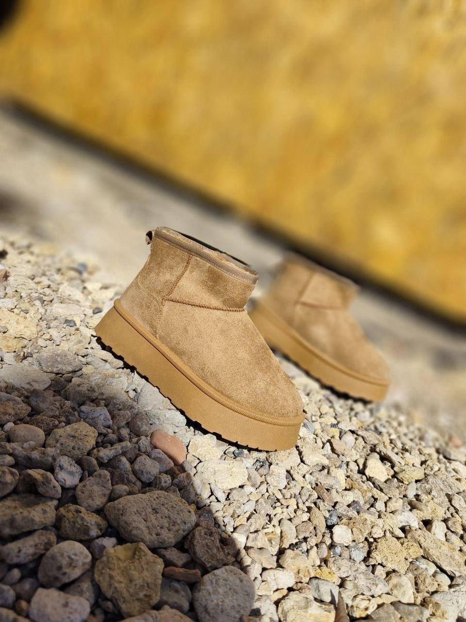 Уги черевики РИЖІЄ CAMEL короткі на високій підошві ЕкоЗАМША низькі жіночі осінь зима