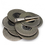 Алмазні відрізні диски Ø 35 мм для гравера, дриля 10 шт + 2 тримачі, фото 2