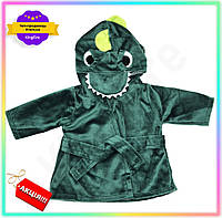 KI Халатик для куклы Динозаврик GET ONE зеленый мягкий халат для пупса 43-46 см уютная одежда для дево FIR41_R