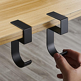 Підвісний гачок тримач — органайзер 10х 4.8 см для сумки, рюкзака, навушників металевий на стіл чорний, фото 2