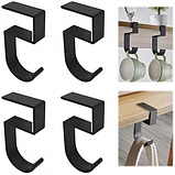 Підвісний гачок тримач — органайзер 10х 4.8 см для сумки, рюкзака, навушників металевий на стіл чорний, фото 6