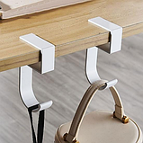 Підвісний гачок тримач — органайзер 10х 4.8 см для сумки, рюкзака, навушників металевий на стіл білий, фото 3